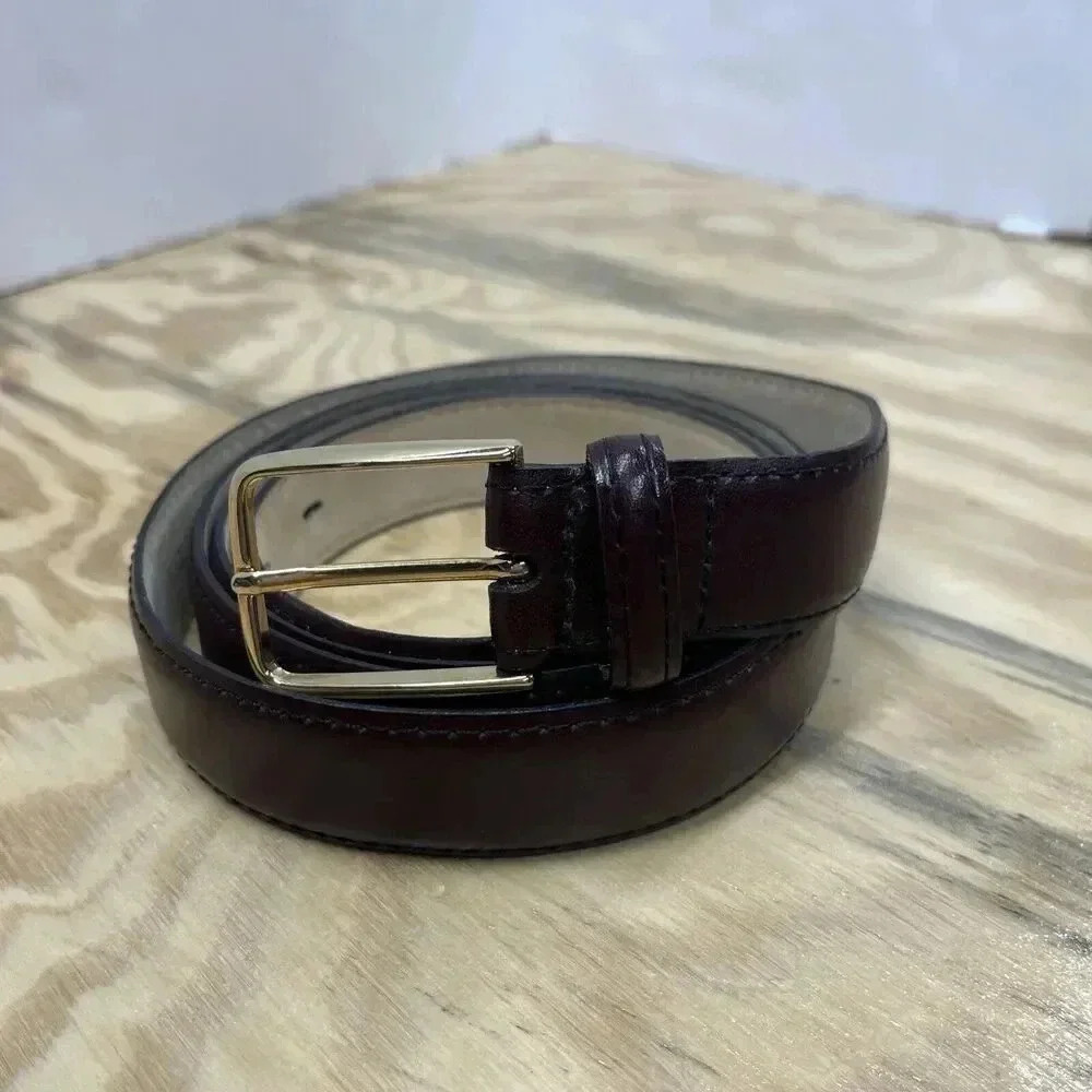 Glove leather Burgundy Red dress office belt cashmere cowhide lined size 56\140 - Picture 1 of 10